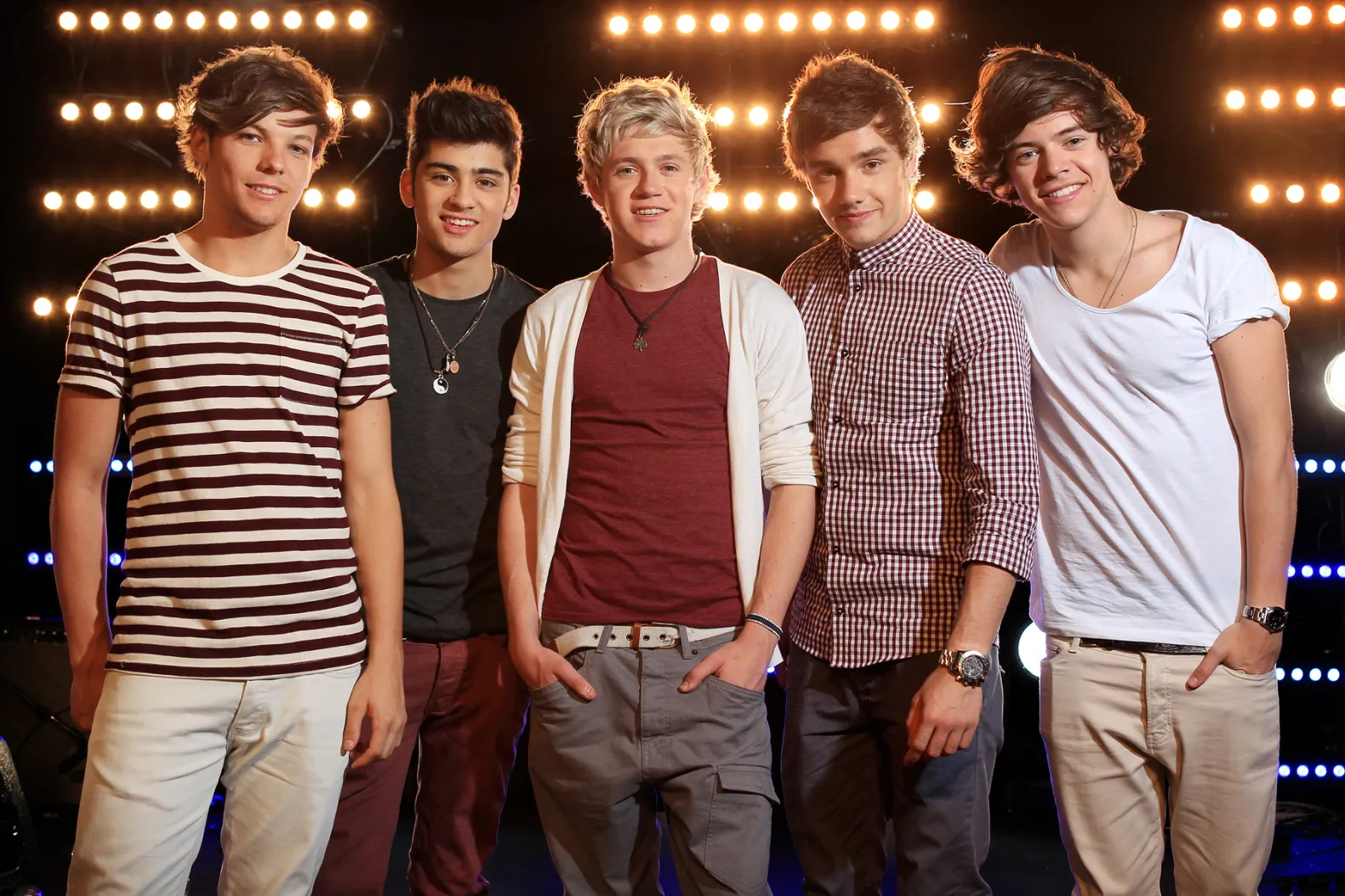 Singers Louis Tomlinson, Zayn Malik, Niall Horan, Liam Payne and Harry Styles of British boy band 'One Direction' pose during a portrait shoot at Fox Studios on April 11, 2012 in Sydney, Australia. Sam Ruttyn/Newspix/Getty Images