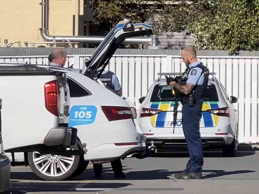 Police officer with gun