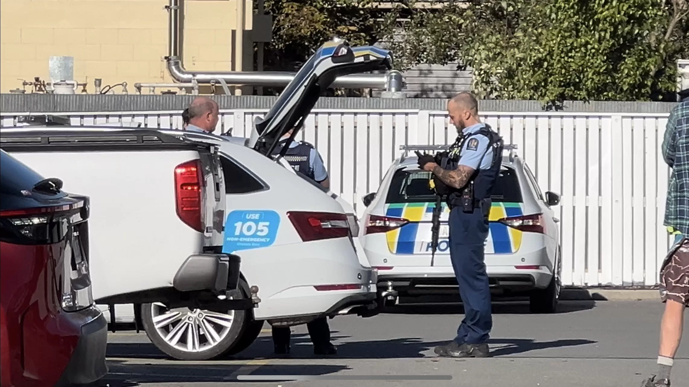 Police officer with gun