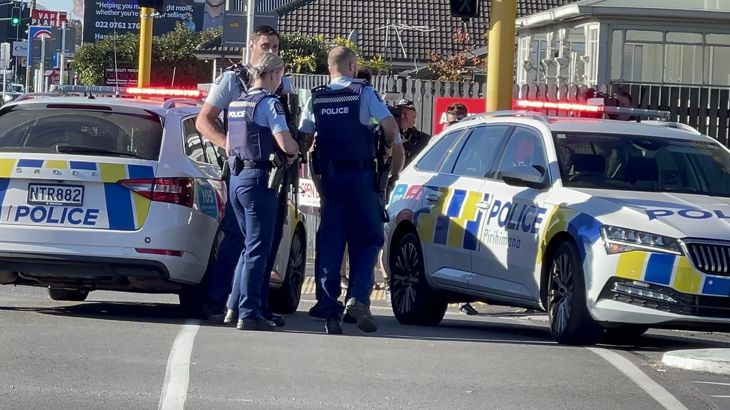 Police officers and police cars