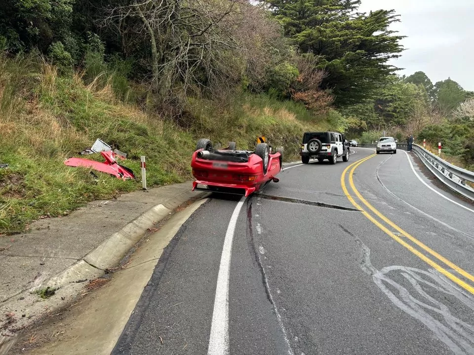 Driver’s lucky escape after flipping car upside down on Dyers Pass Road