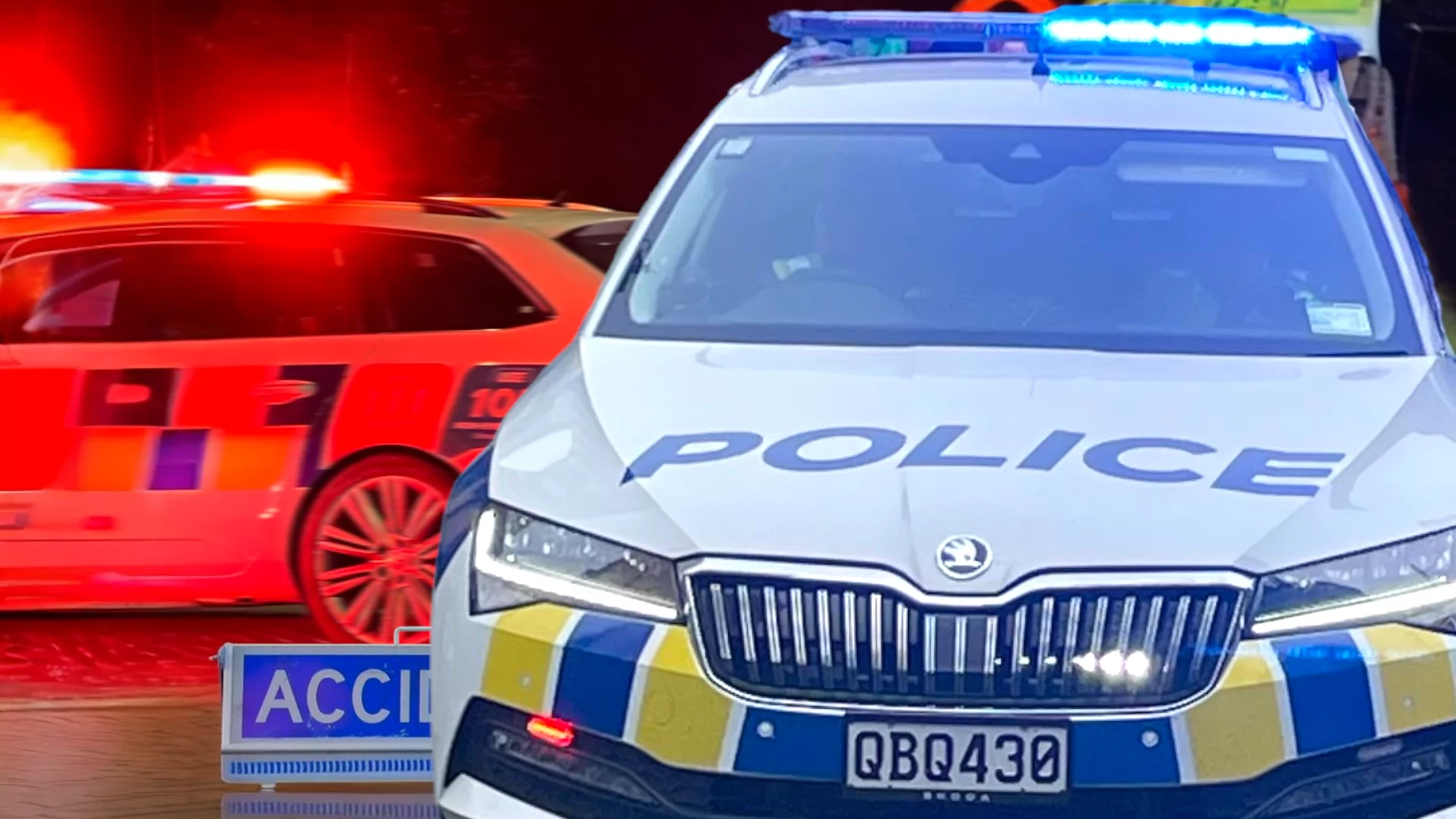 Crash blocking road and railway tracks near Flaxton, Waimakariri District