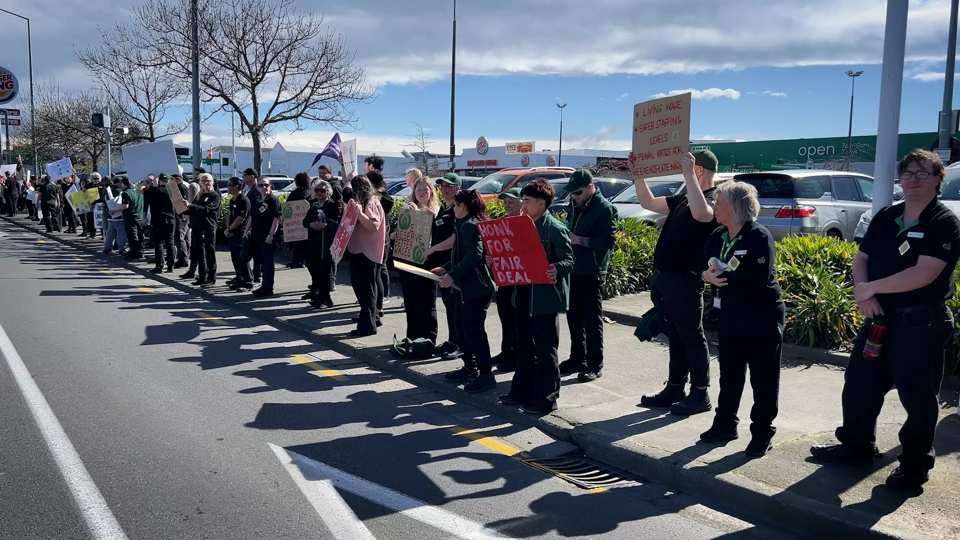 Christchurch Woolworths staff walk off job, joining nationwide strike