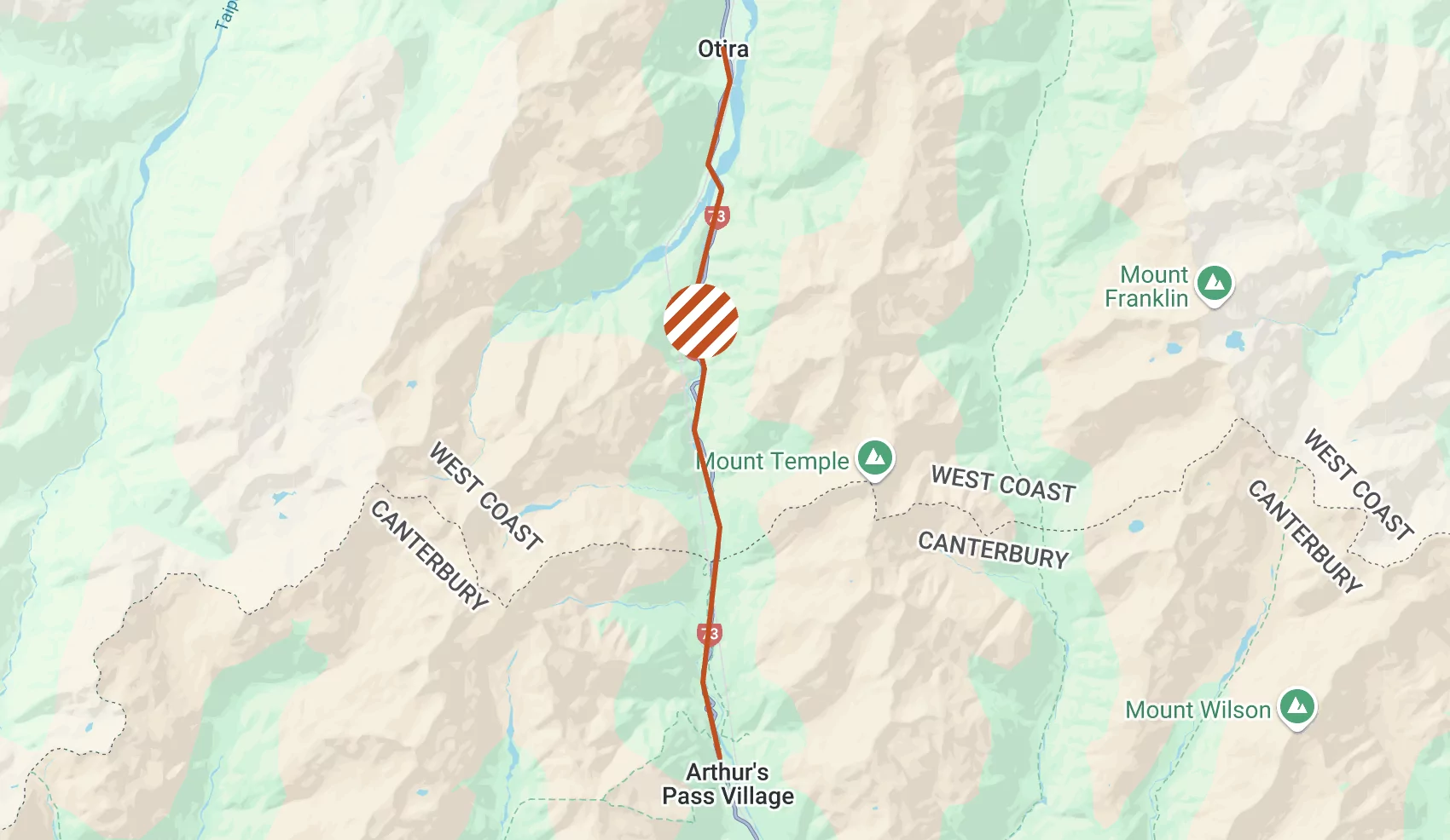 State Highway 73 closed between Arthurs Pass and Otira