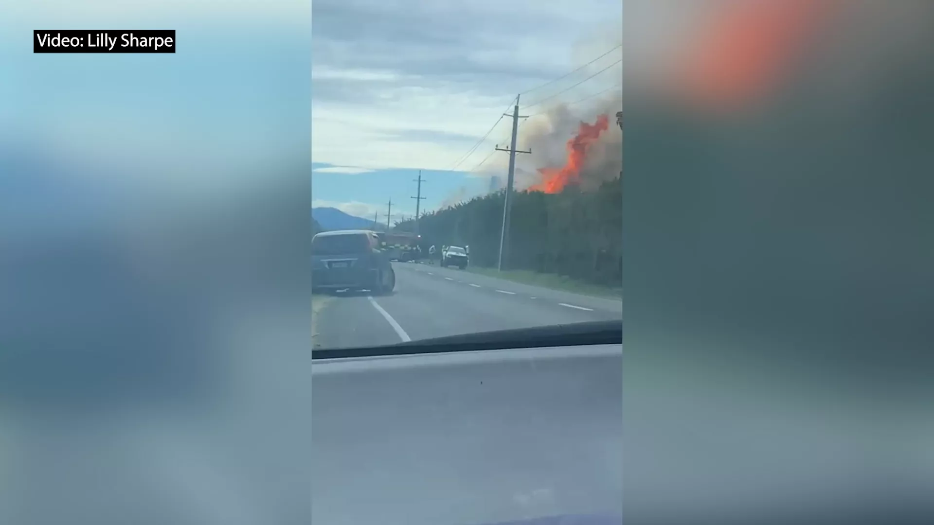 Firefighters battle wildfire on Flaxton Road, Rangiora