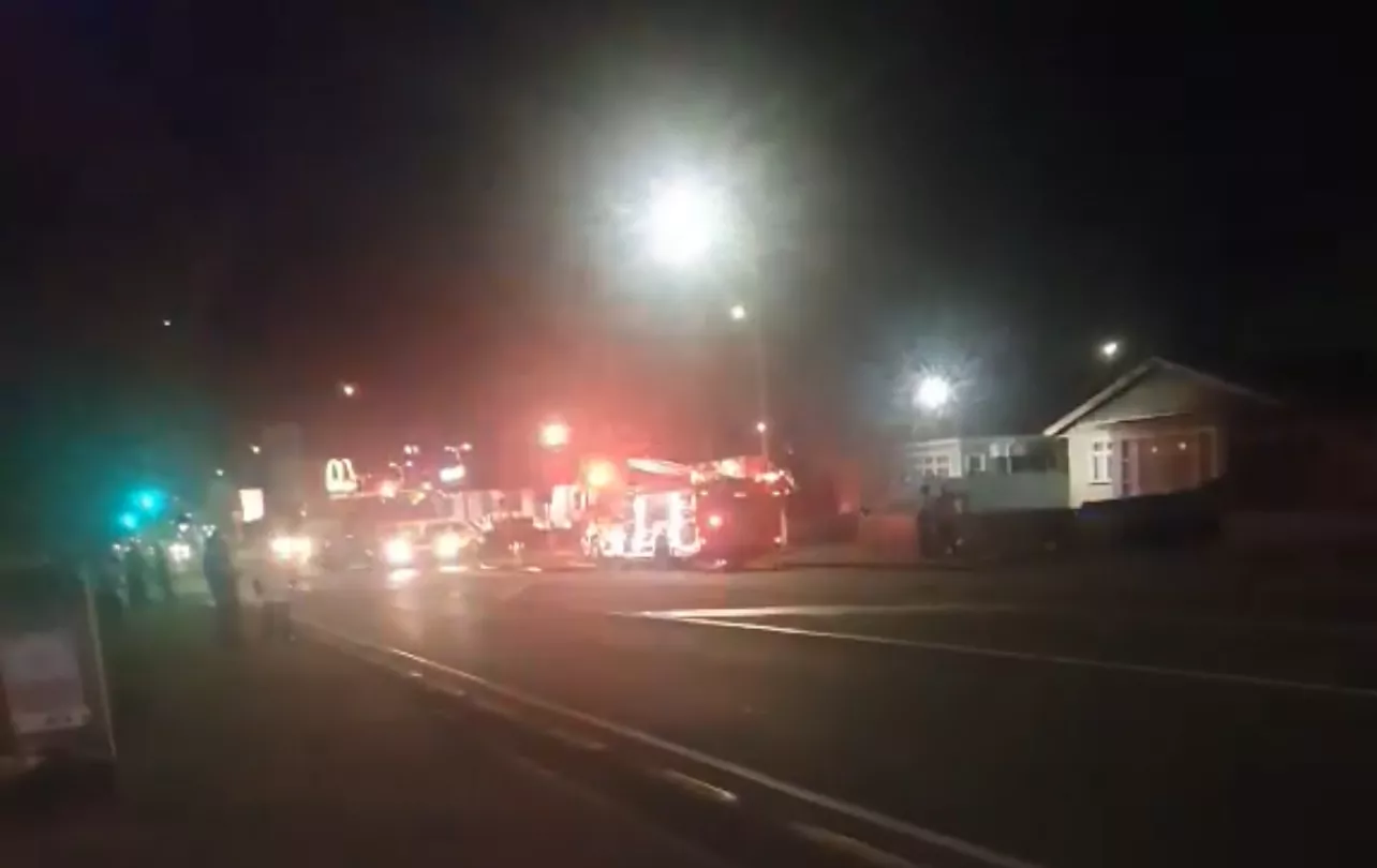 Emergency services at house fire on Riccarton Road