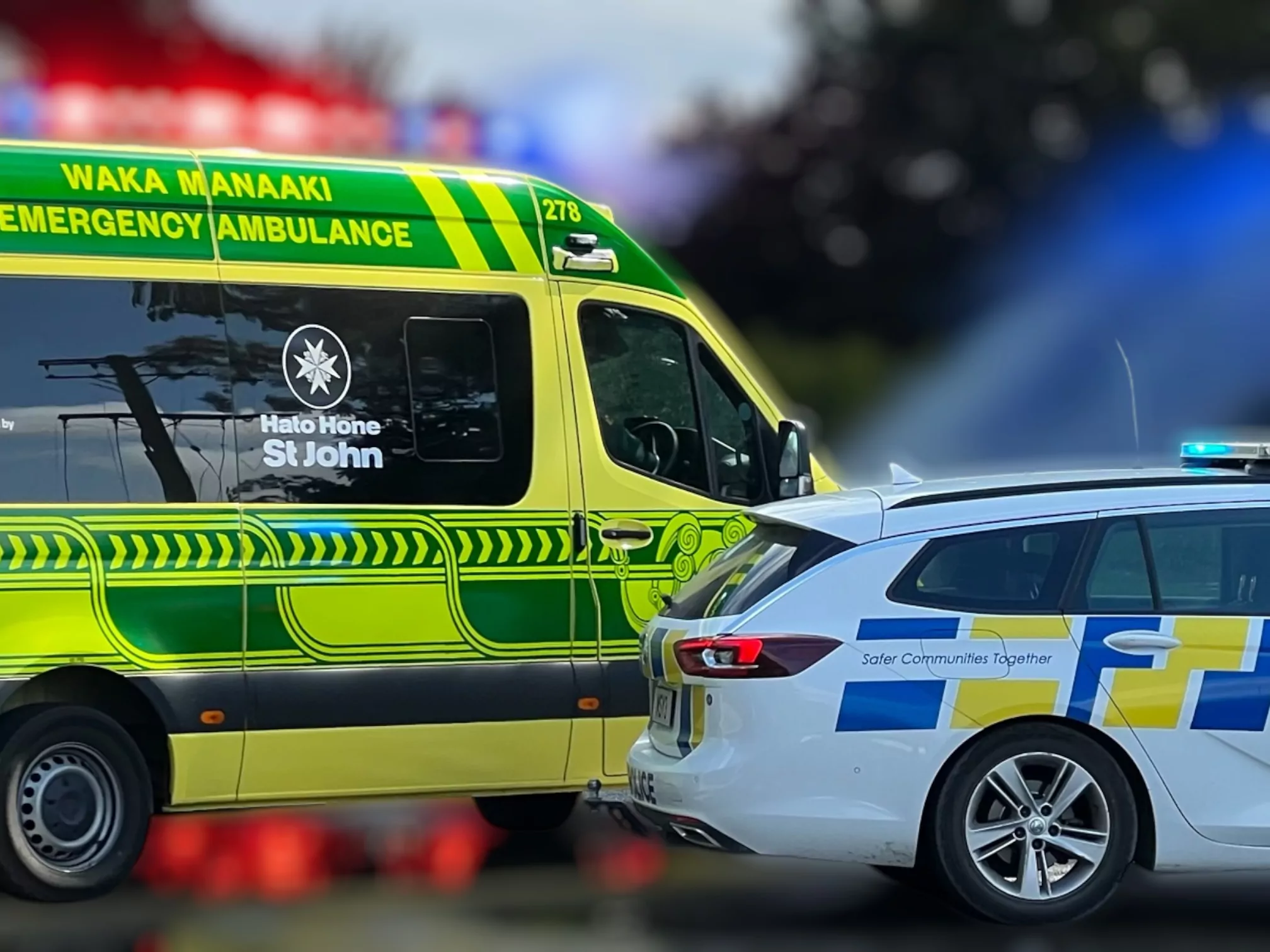 Emergency services at North Canterbury crash