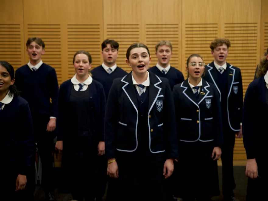 Image from Tinā | 2025. In Tinā, Antonia Robinson portrays a student at the prestigious Saint Francis School in Christchurch.